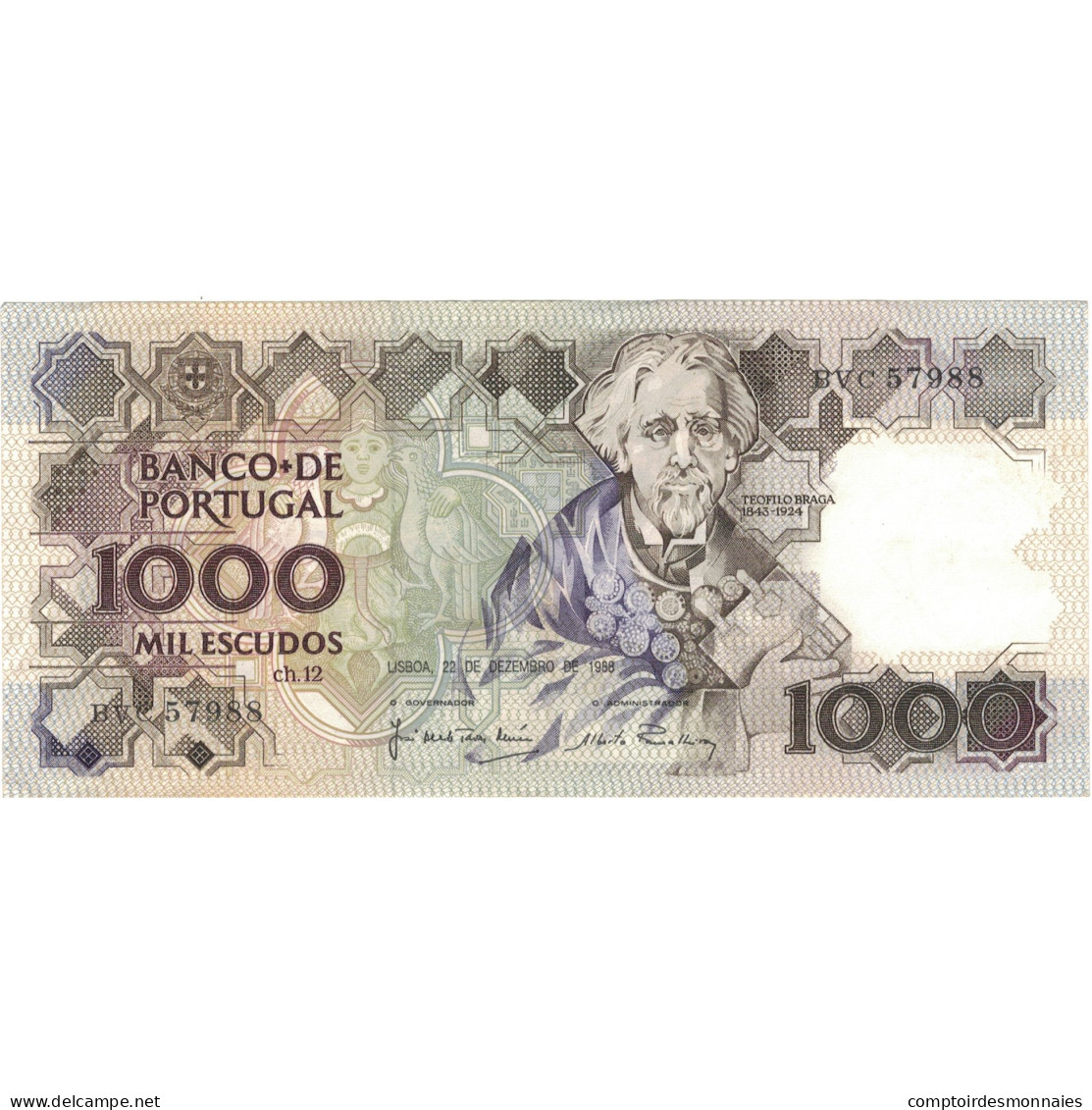 Billet, Portugal, 1000 Escudos, 1988, 1988-12-22, KM:181e, SUP+ - Portugal