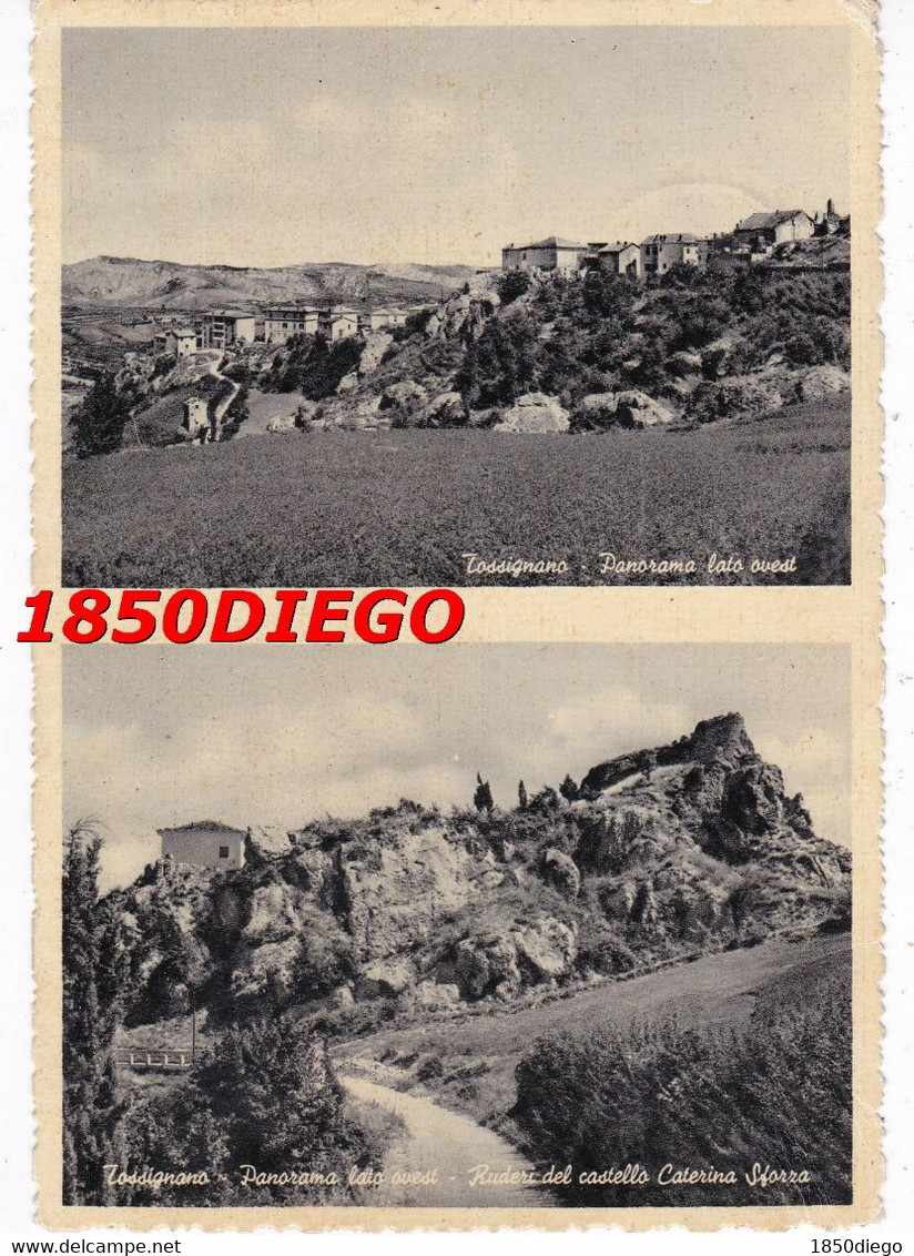TOSSIGNANO - PANORAMA LATO OVEST - RUDERI DEL CASTELLO CATERINA SFORZA   F/GRANDE  VIAGGIATA 1953 - Imola