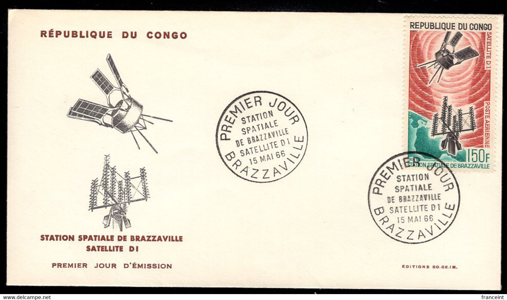 CONGO(1966) Satellite. Brazzaville Space Tracking Station Antenna. Unaddressed FDC With Cachet. Scott No C37 - FDC