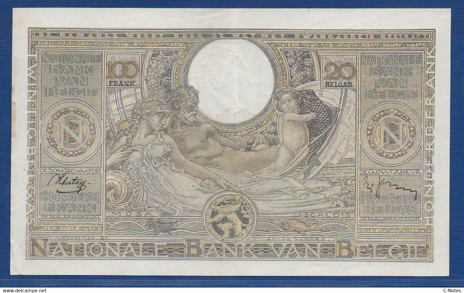 BELGIUM - P.107a(3) - 100 Francs / Frank = 20 Belgas 21.02.1938 XF+, Serie 3456.A.711 - 100 Francs & 100 Francs-20 Belgas