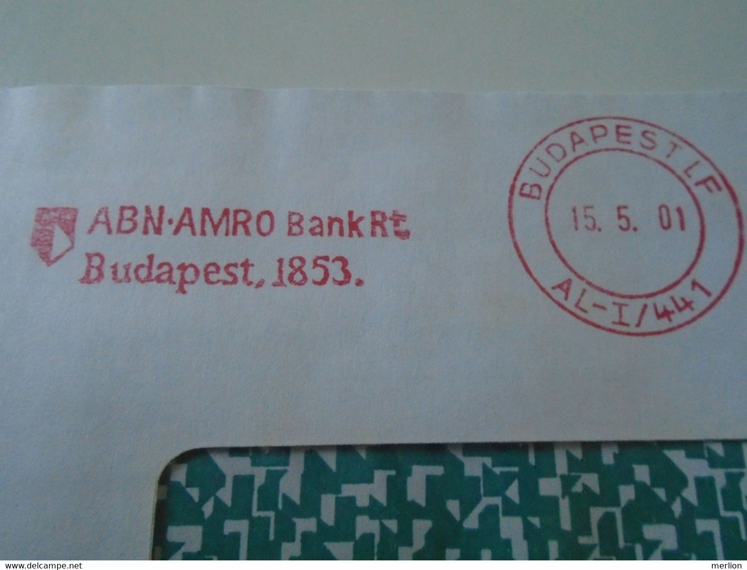 AD00012.117  Hungary Cover  -EMA Red Meter Freistempel-  Ca 2001   Budapest  ABN AMRO  Bank - Automatenmarken [ATM]