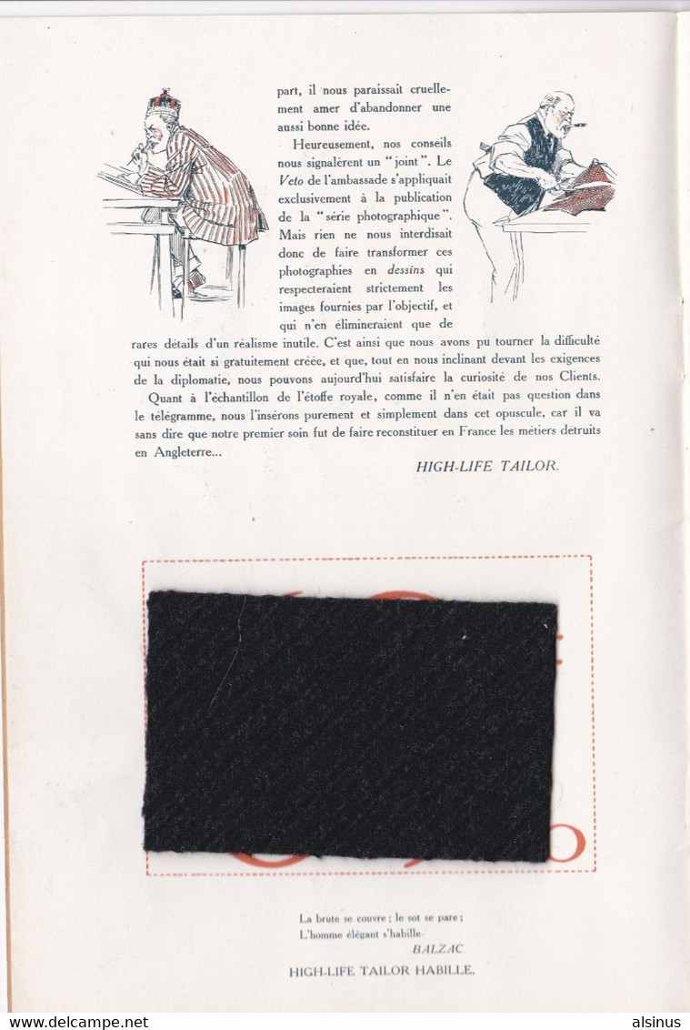 MODE 1909 - UNE INDISCRETION ROYALE  - EDOUARD VII - ECHANTILLON D'ETOFFE ROYALE - HIGH-LIFE TAILOR HABILLE - Littérature
