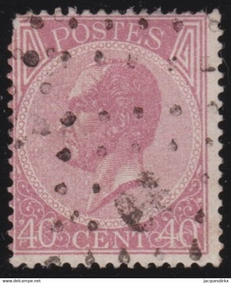 Belgie   .   OBP     .   20A        .    O     .    Gebruikt   .   /   .   Oblitéré - 1865-1866 Profilo Sinistro