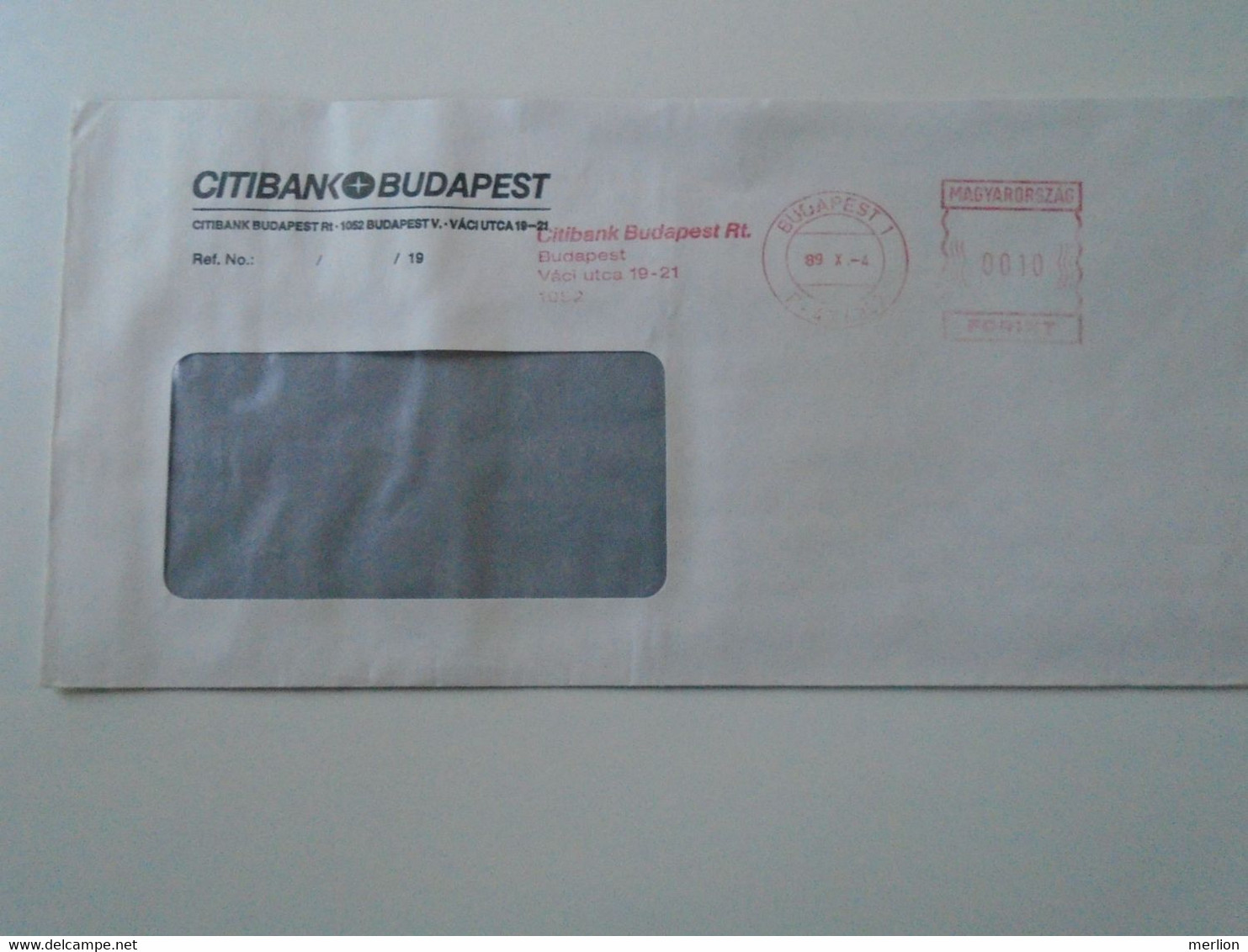 AD00012.126   Hungary Cover  -EMA Red Meter Freistempel- 1989  CITIBANK Budapest - Machine Labels [ATM]