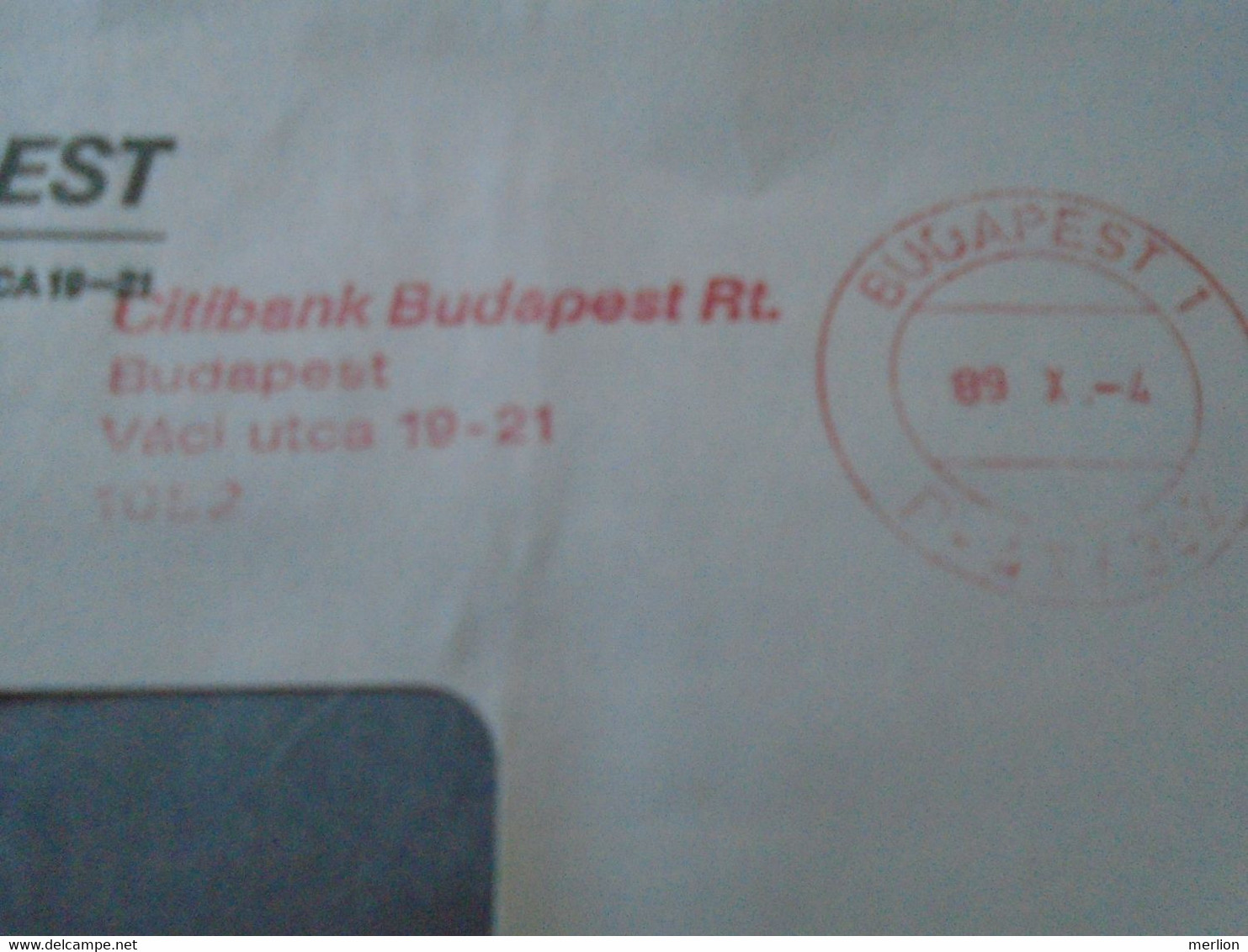 AD00012.126   Hungary Cover  -EMA Red Meter Freistempel- 1989  CITIBANK Budapest - Vignette [ATM]