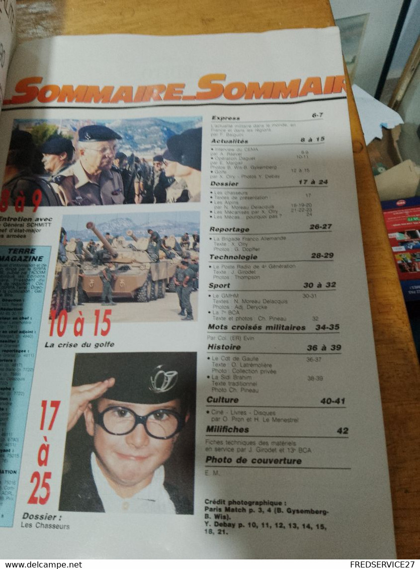 71/ TERRE MAGAZINE  ARMEE DE TERRE N°19 1990 SOMMAIRE EN PHOTO - Waffen