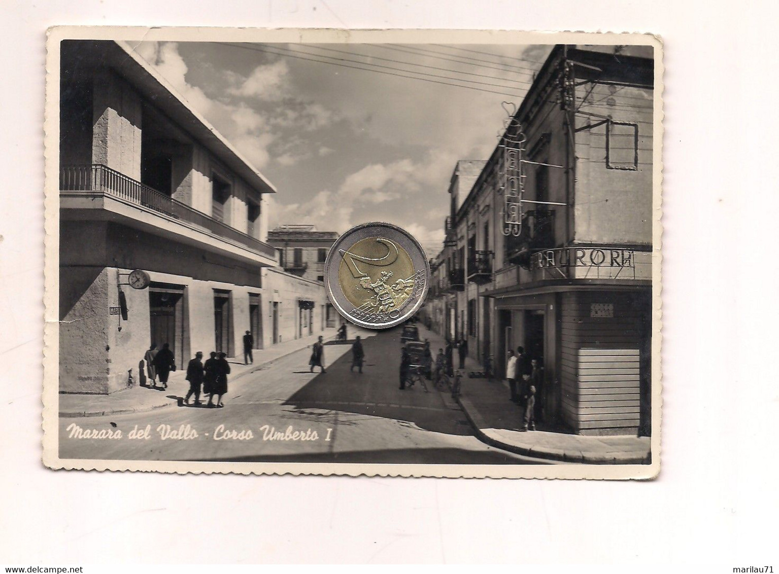 TP469 Sicilia MAZARA DEL VALLO Trapani 1955 Viaggiata Francobollo Tolto - Mazara Del Vallo