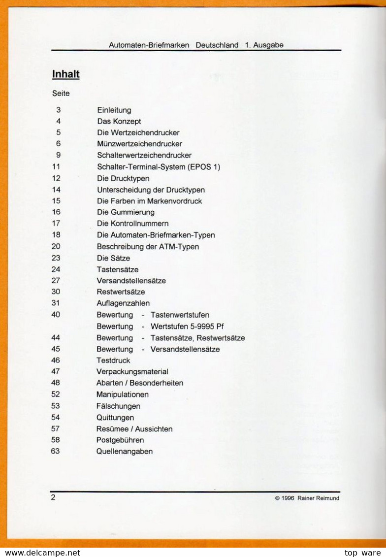 Deutschland Bund Automatenmarken Handbuch Katalog 1. ATM Ausgabe, 64 Seiten DIN A5 Aus 1996, Klüssendorf Nagler - Handboeken