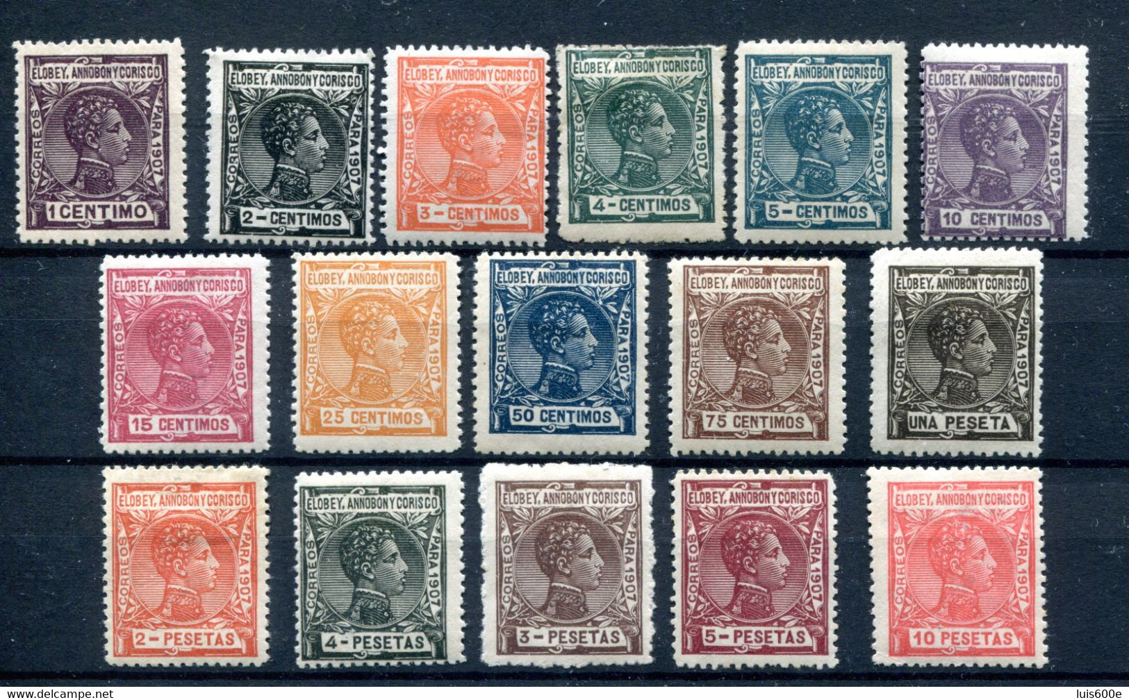 1907.ELOBEY.EDIFIL 35/50*.NUEVOS CON FIJASELLOS(MH).CATALOGO 240€ - Elobey, Annobon & Corisco