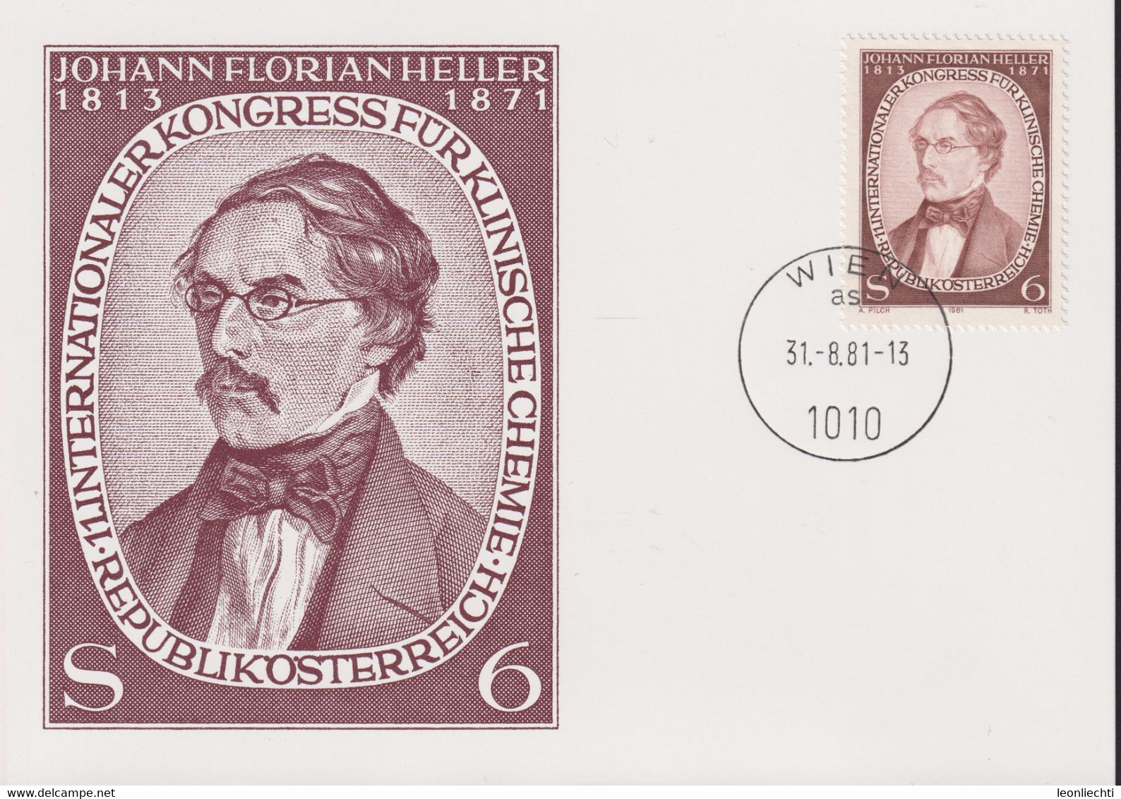 1981 Österreich, Mi: AT 1676  / Yt: AT 1505,  Johann Florian Heller, 11. Internationaler Kongress Für Klinische Chemie - Chemistry