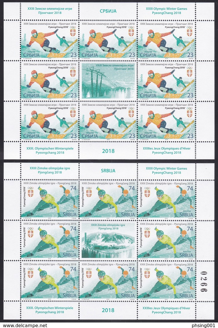 Serbia 2018 Winter Olympic Games PyeongChang South Korea Snowboard Speed Skating Sports, Mini Sheet MNH - Hiver 2018 : Pyeongchang