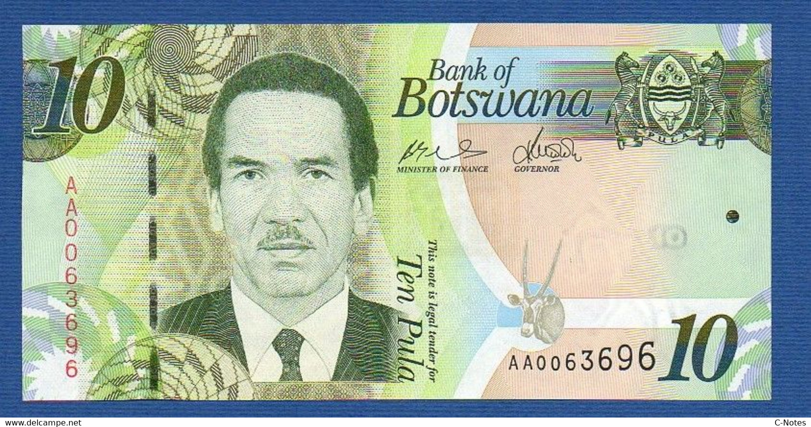 BOTSWANA - P.30a – 10 PULA 2009 UNC Prefix AA 0063696 - Botswana