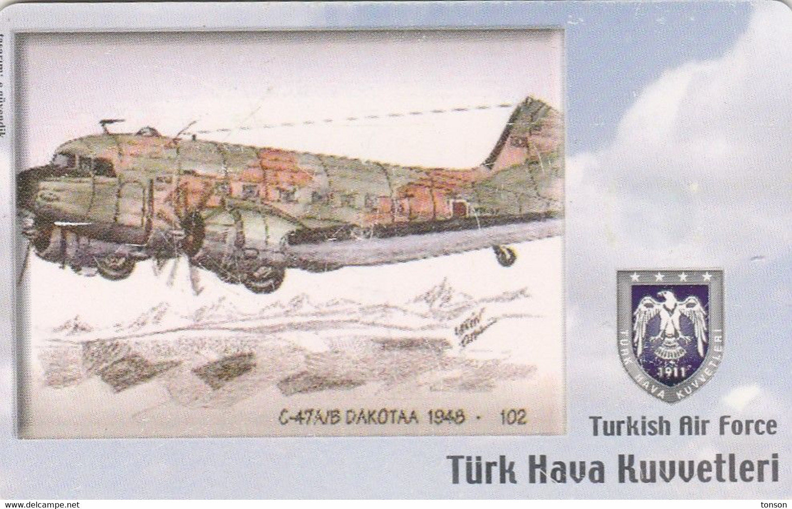 Turkey, TR-C-158, Turkish Air Force, C-47A/B Dakotaa 1948-, Airplane, 2 Scans. - Türkei