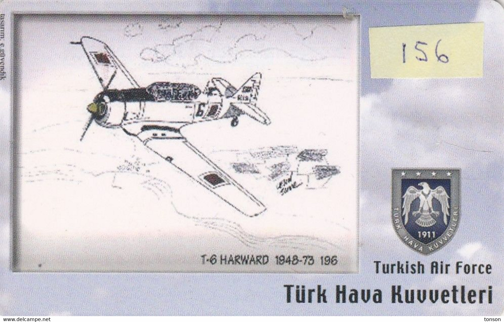 Turkey, TR-C-156, Turkish Air Force, T-6 Harward 1948-73, Airplane, 2 Scans. - Türkei