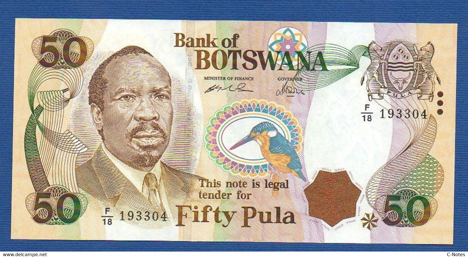 BOTSWANA - P.22 – 50 PULA  ND (2000) UNC, Prefix F/18 193304 - Botswana