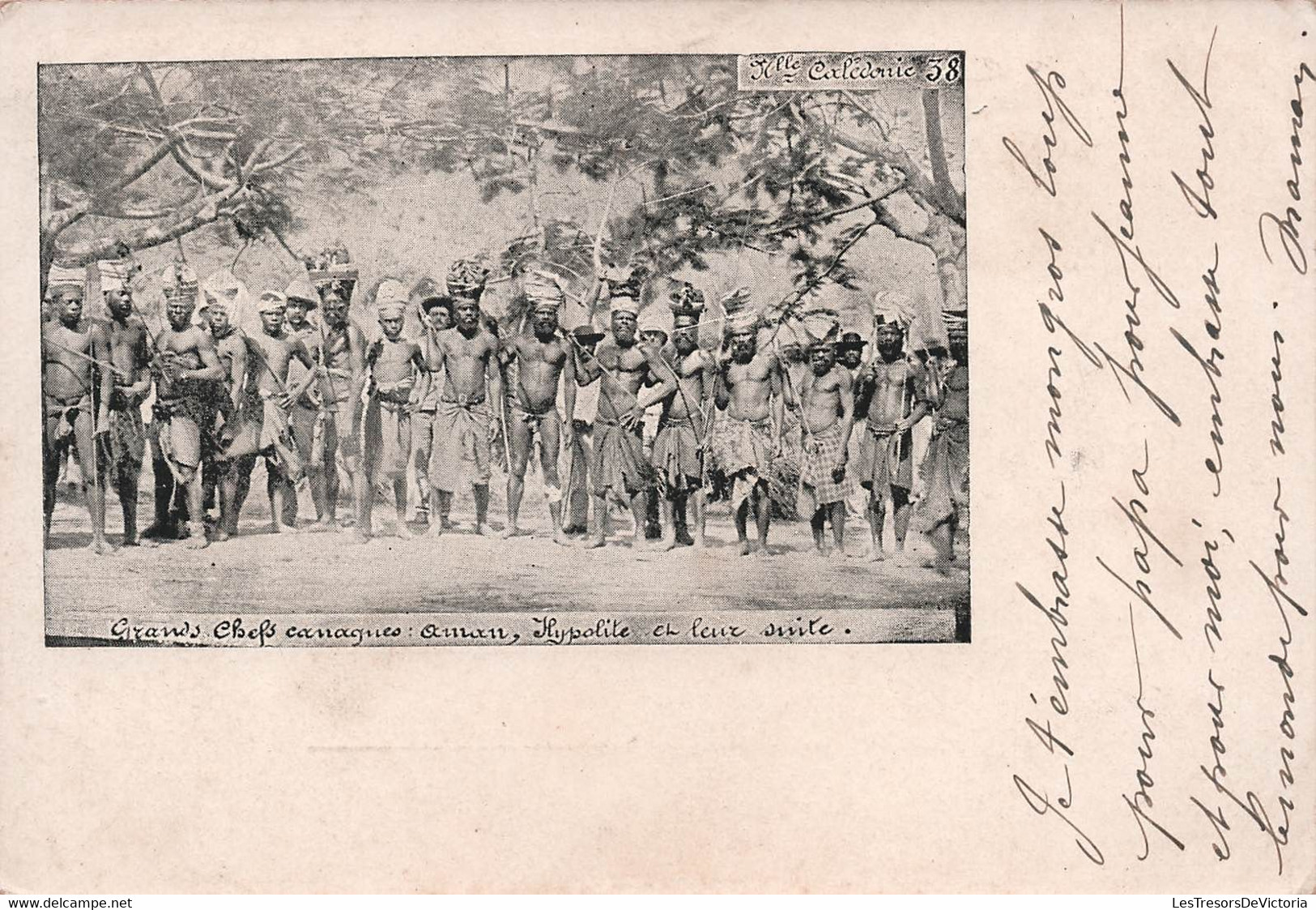 Nouvelle Calédonie - Grands Chefs Canaques Aman Hypolite Et Leur Suite - Carte Postale Ancienne - - Nueva Caledonia