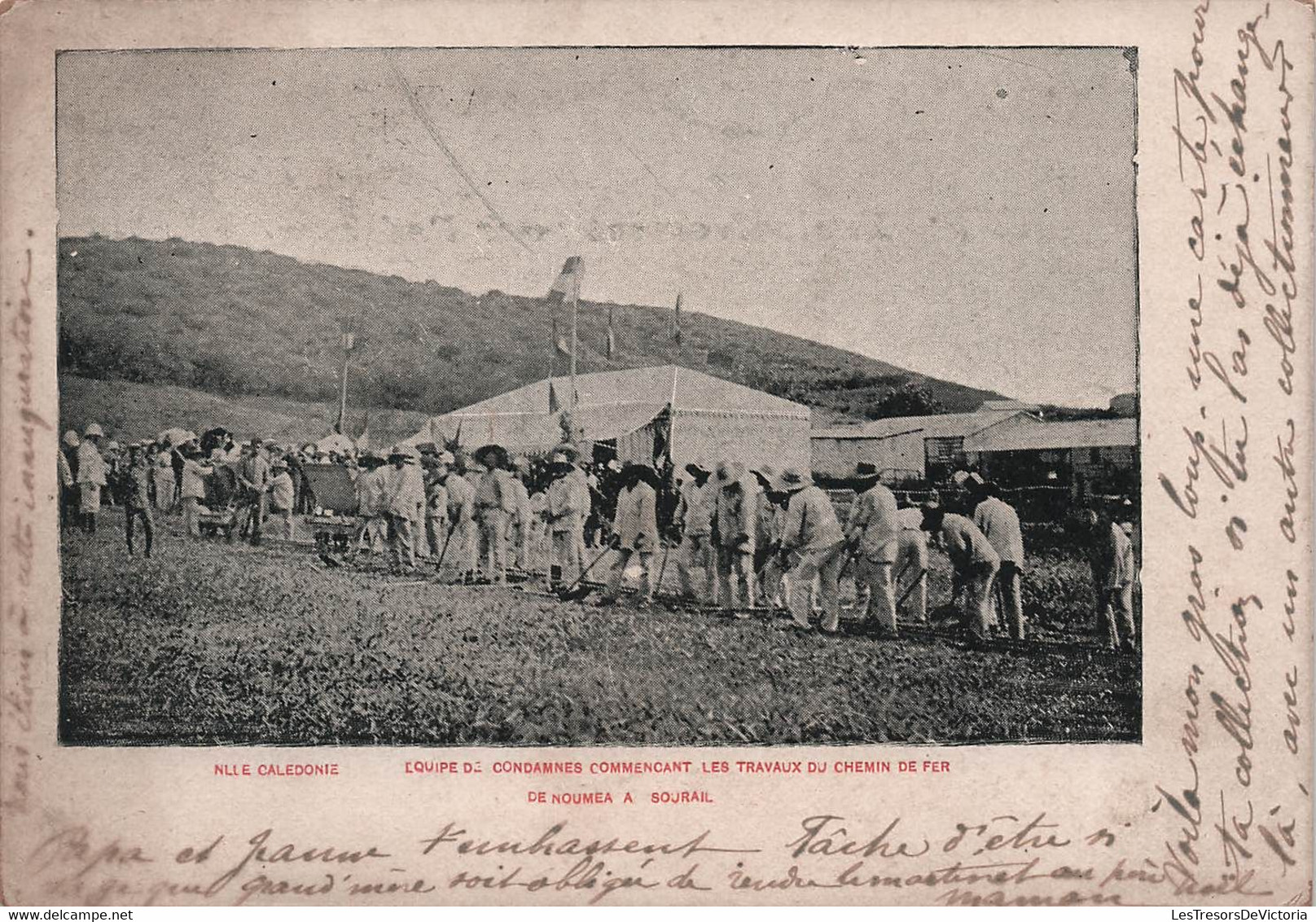 Nouvelle Calédonie - Equipe De Condamnes Commençant Les Travaux De Chemin De Fer - Carte Postale Ancienne - - New Caledonia