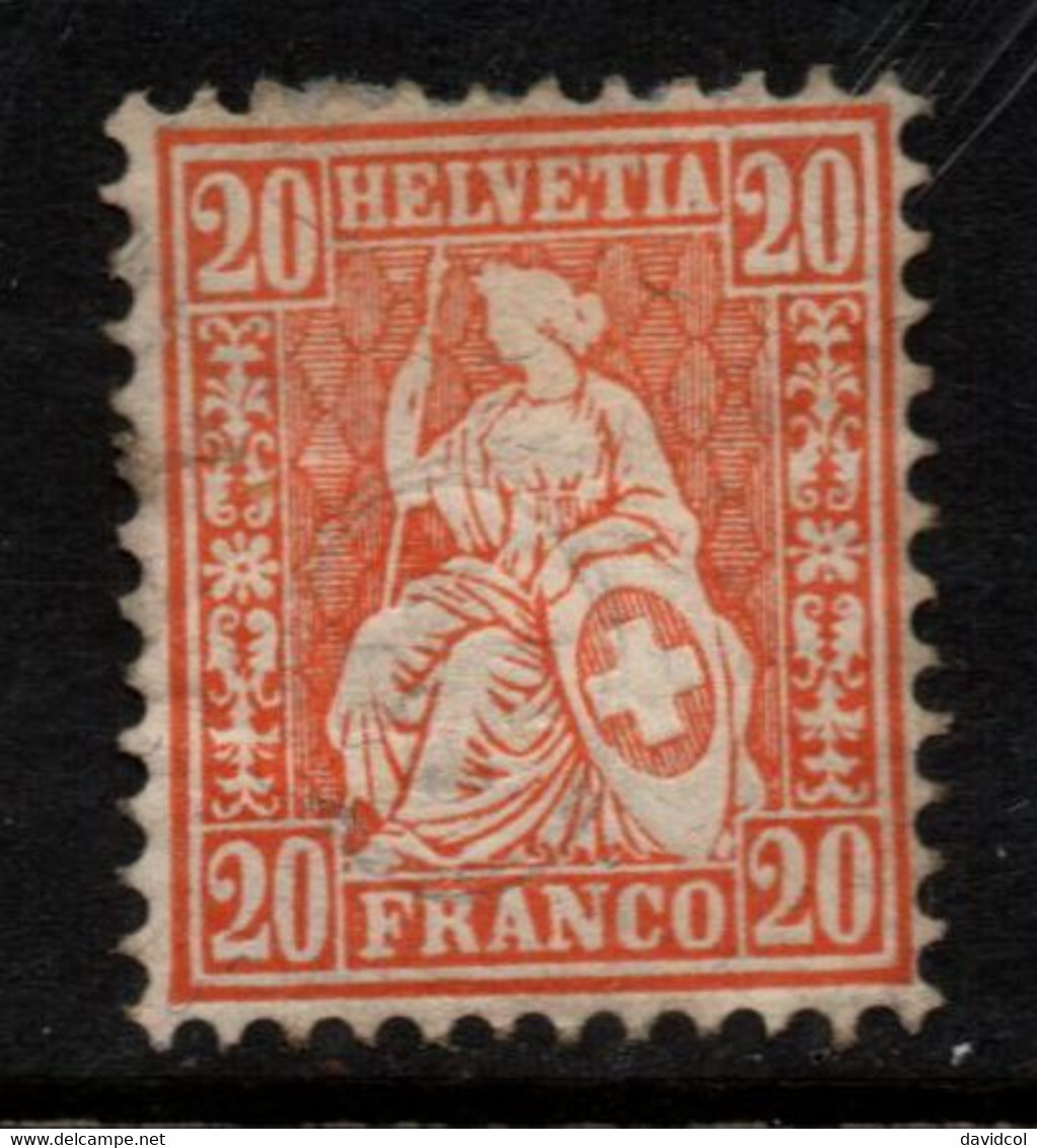 1543- SWITZERLAND - 1862/1864 - MH - SC#: 45- HELVETIA - Unused Stamps