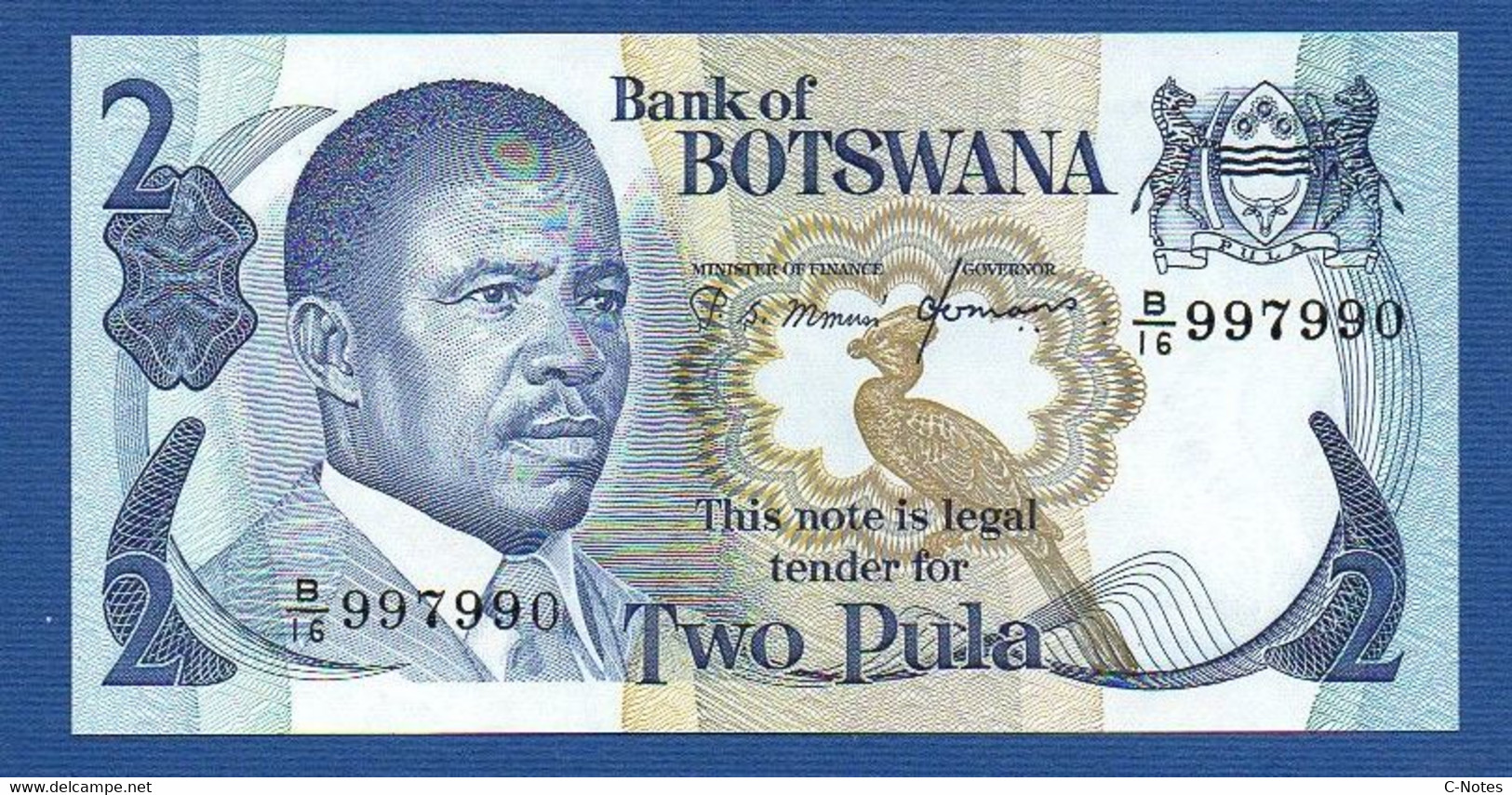 BOTSWANA - P. 7c –  2 PULA Nd (1982) UNC Prefix B/16 997990 - Botswana