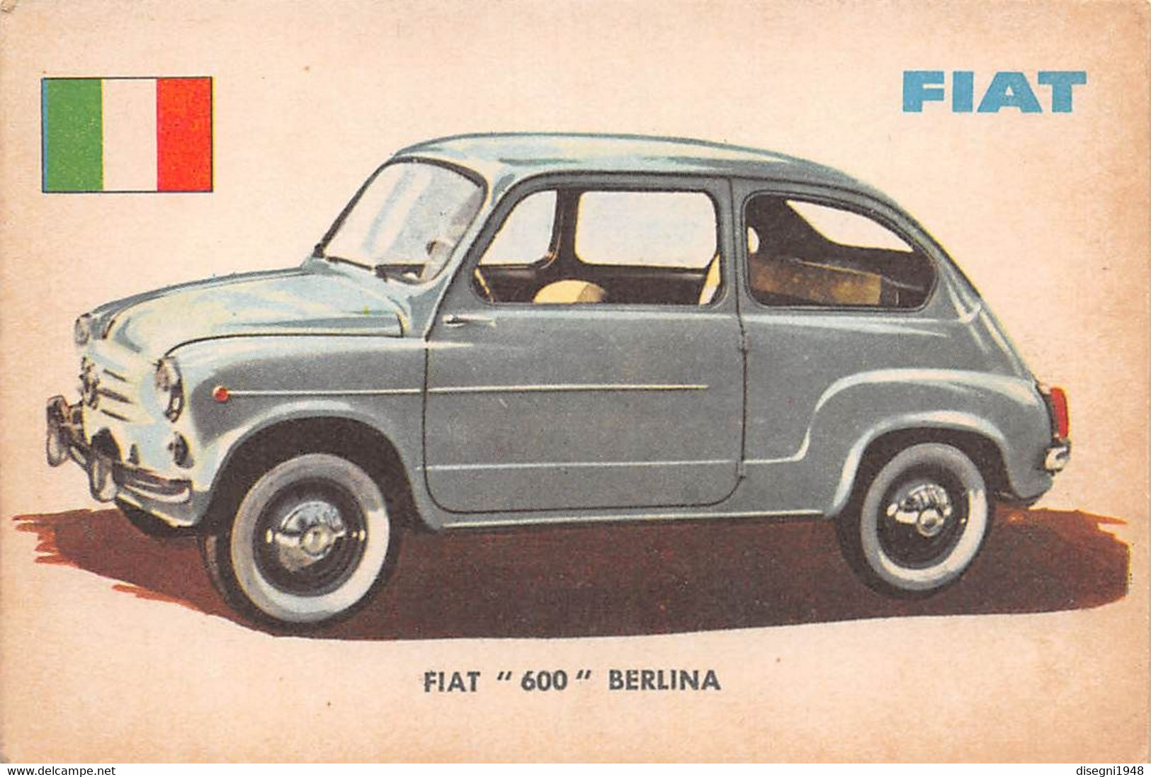 11914 "FIAT 600 BERLINA 15 - AUTO INTERNATIONAL PARADE - SIDAM TORINO - 1961" FIGURINA CARTONATA ORIGINALE - Auto & Verkehr