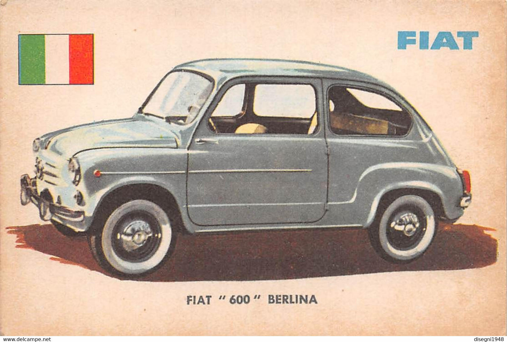 11914 "FIAT 600 BERLINA 15 - AUTO INTERNATIONAL PARADE - SIDAM TORINO - 1961" FIGURINA CARTONATA ORIGINALE - Engine