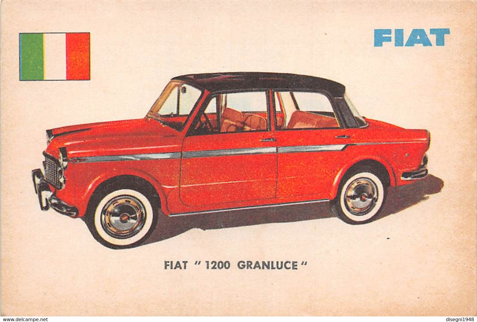 11915 "FIAT 1200 GRANLUCE 17 - AUTO INTERNATIONAL PARADE - SIDAM TORINO - 1961" FIGURINA CARTONATA ORIGINALE - Moteurs