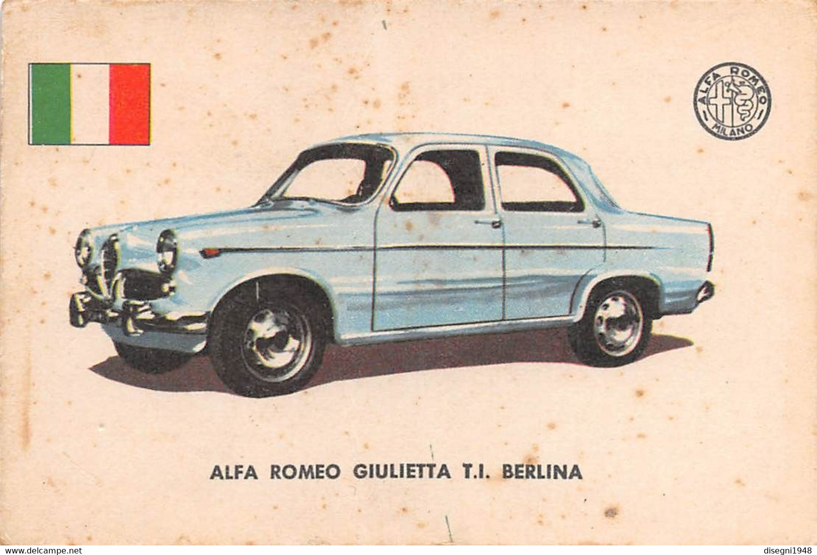 11916 "ALFA ROMEO GIULIETTA T.I. BERLINA 2 - AUTO INTERNATIONAL PARADE - SIDAM TORINO - 1961" FIGURINA CARTONATA ORIG. - Motori