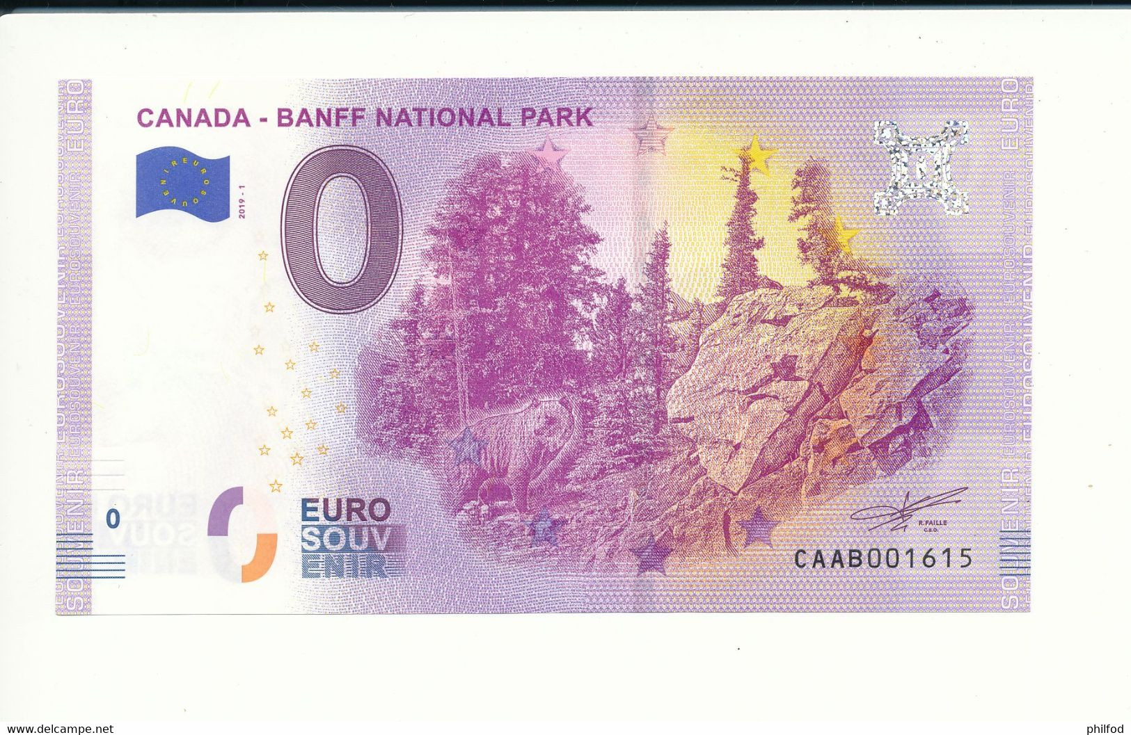 Billet Touristique 0 Euro - CANADA - BANFF NATIONAL PARK - CAAB - 2019-1 - N° 1615 - Autres & Non Classés
