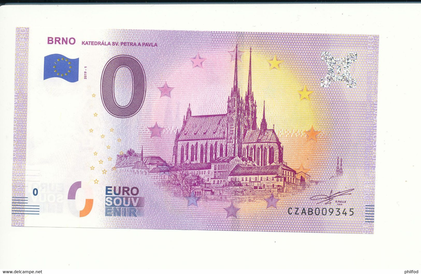 Billet Touristique 0 Euro - BRNO KATEDRÁLA SV. ËTRA A PAVLA - CZAB - 2019-1 - N° 9345 - Autres & Non Classés