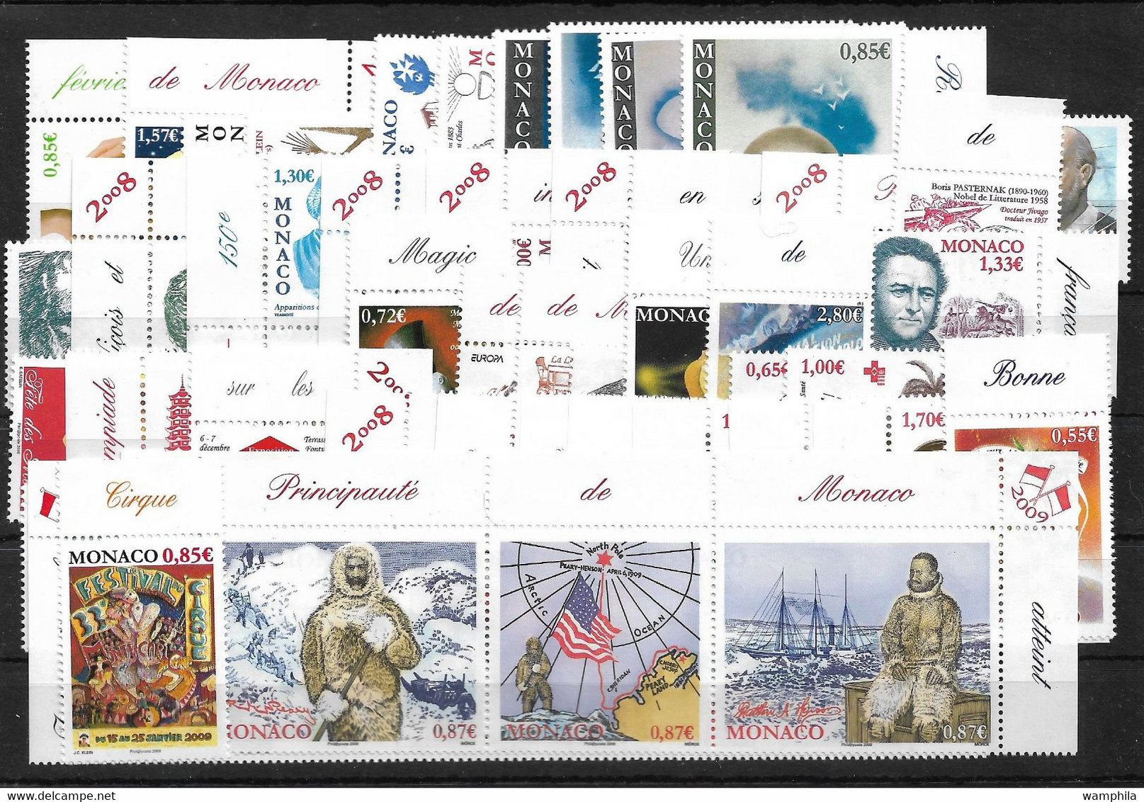 Monaco Année Complète 2008, 54 Timbres**/ Neufs Sans Charnière. Cote 179€. - Volledige Jaargang