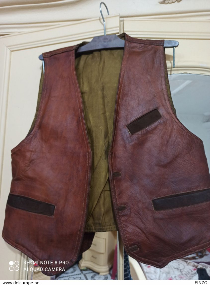 VINTAGE RARE GILET EQUITATION EN VERITABLE CUIR - Hipismo