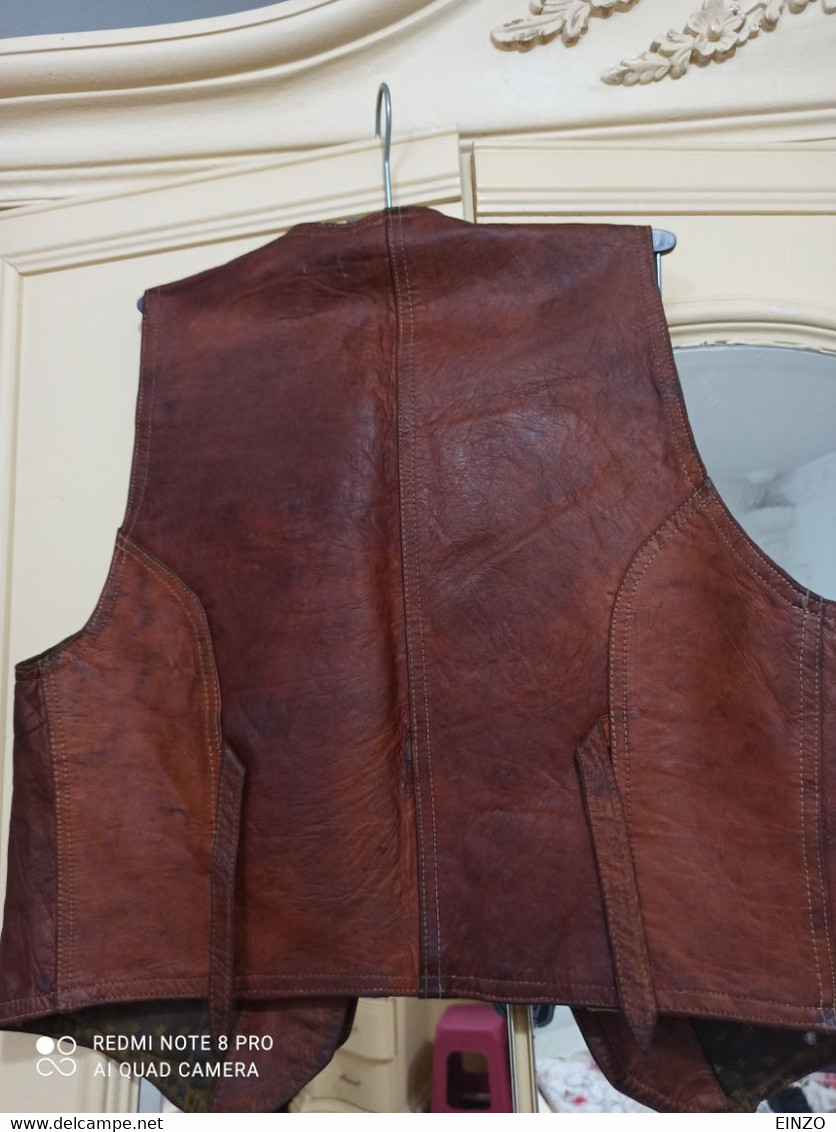 VINTAGE RARE GILET EQUITATION EN VERITABLE CUIR - Reiten