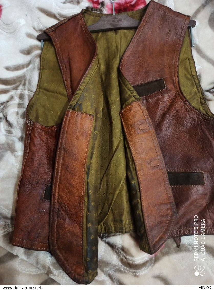 VINTAGE RARE GILET EQUITATION EN VERITABLE CUIR - Equitation