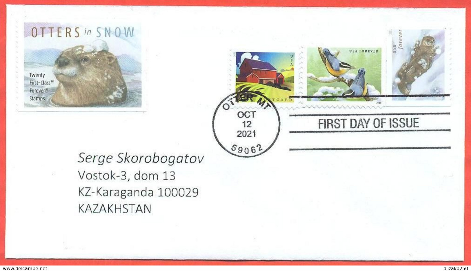 United States 2021.FDC.The Envelope  Passed Through The Mail. Otters In Snow. - 2011-...