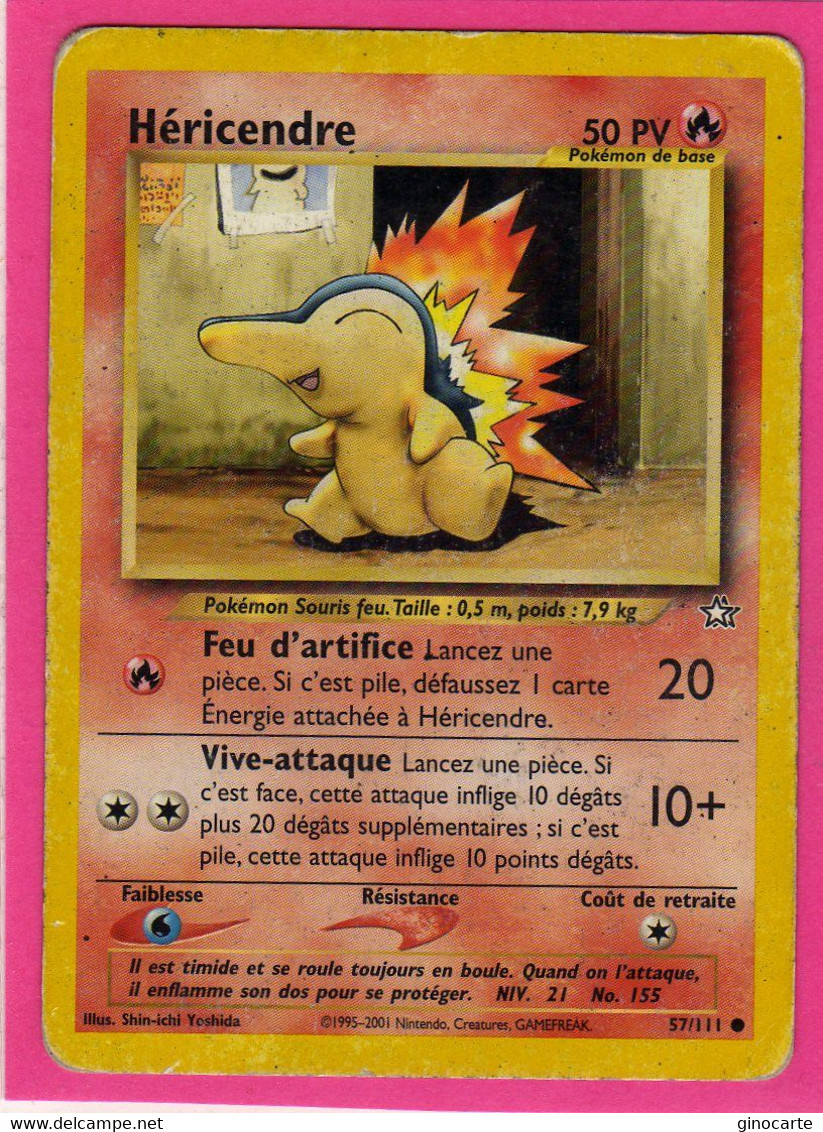 Carte Pokemon Francaise 1995 Wizards Neo Genesis 57/111 Hericendre 50pv Angle Blanchi - Wizards