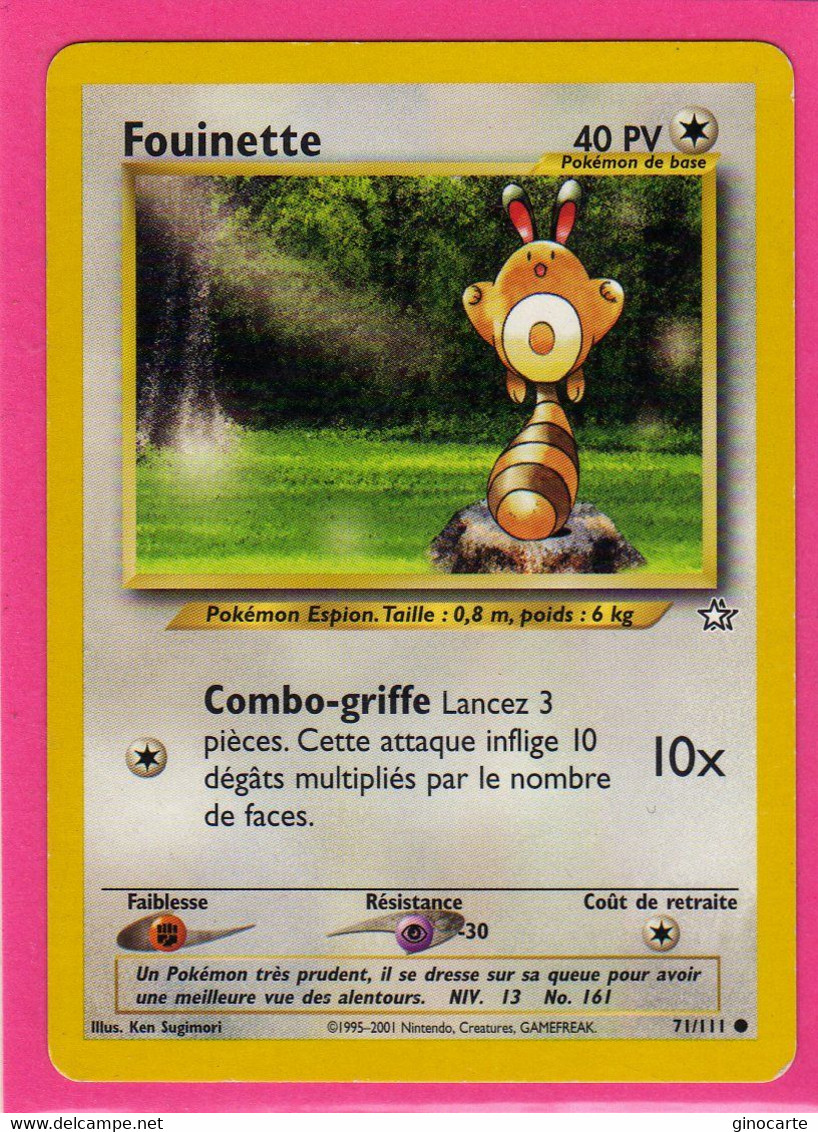 Carte Pokemon Francaise 1995 Wizards Neo Genesis 71/111 Fouinette 40pv Bon Etat - Wizards