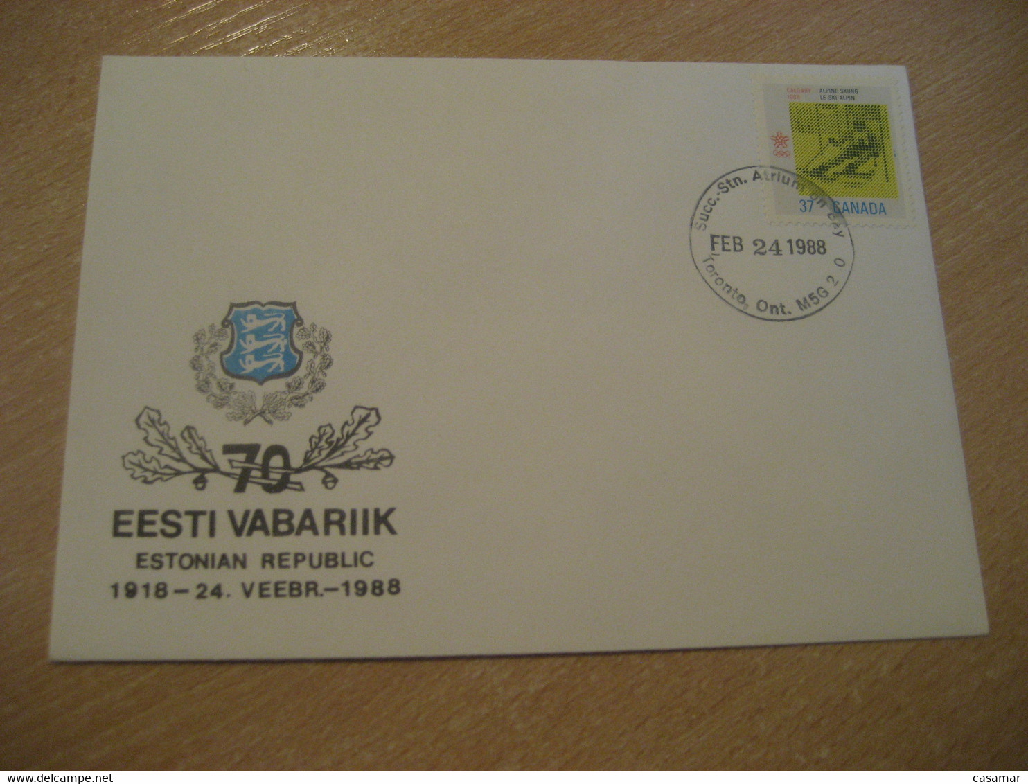 TORONTO 1988 Estonian Republic Cancel Cover CANADA Estonia Estonie Estland - Brieven En Documenten