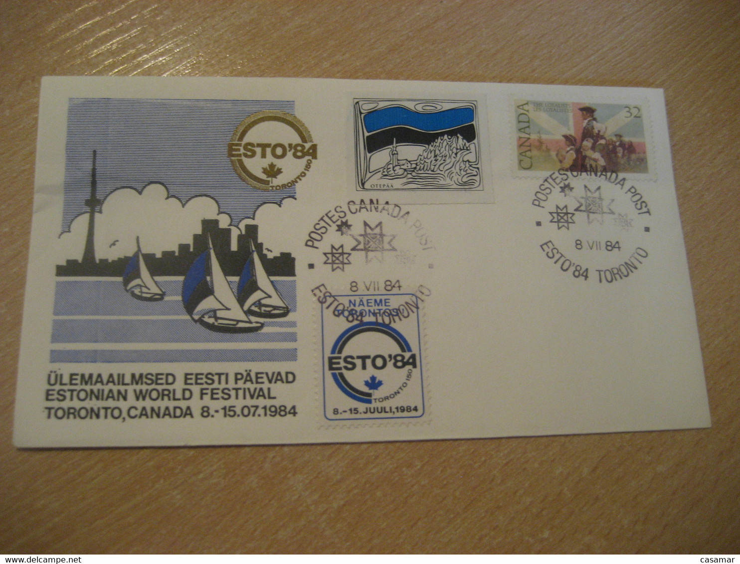 TORONTO 1984 Estonian World Festival Cover + Otepaa Toronto 2 Poster Stamp Vignette CANADA Estonia Estonie Estland - Covers & Documents