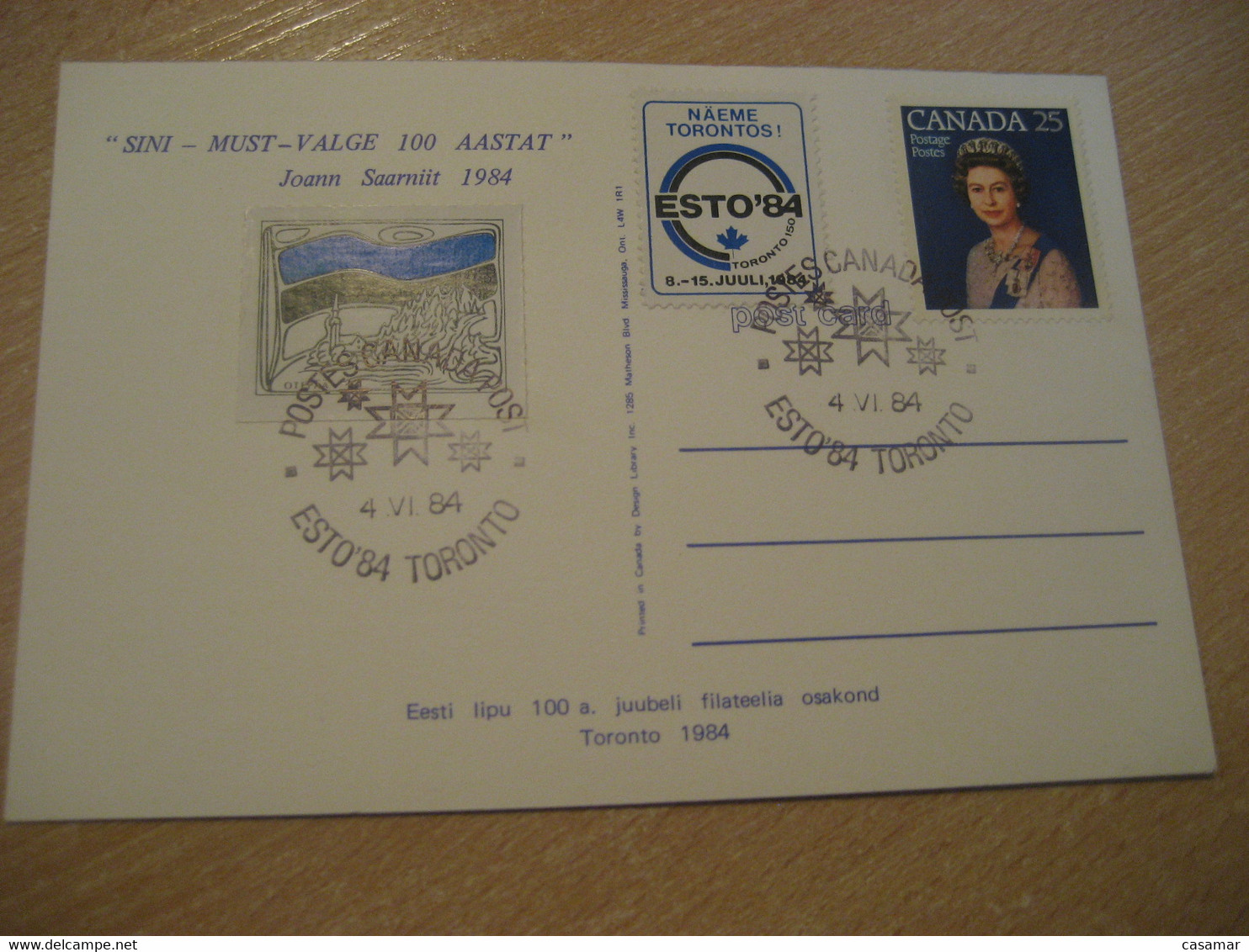 TORONTO 1984 Esto'84 Cancel Card + Otepaa Toronto 2 Poster Stamp Vignette CANADA Estonia Estonie Estland - Brieven En Documenten