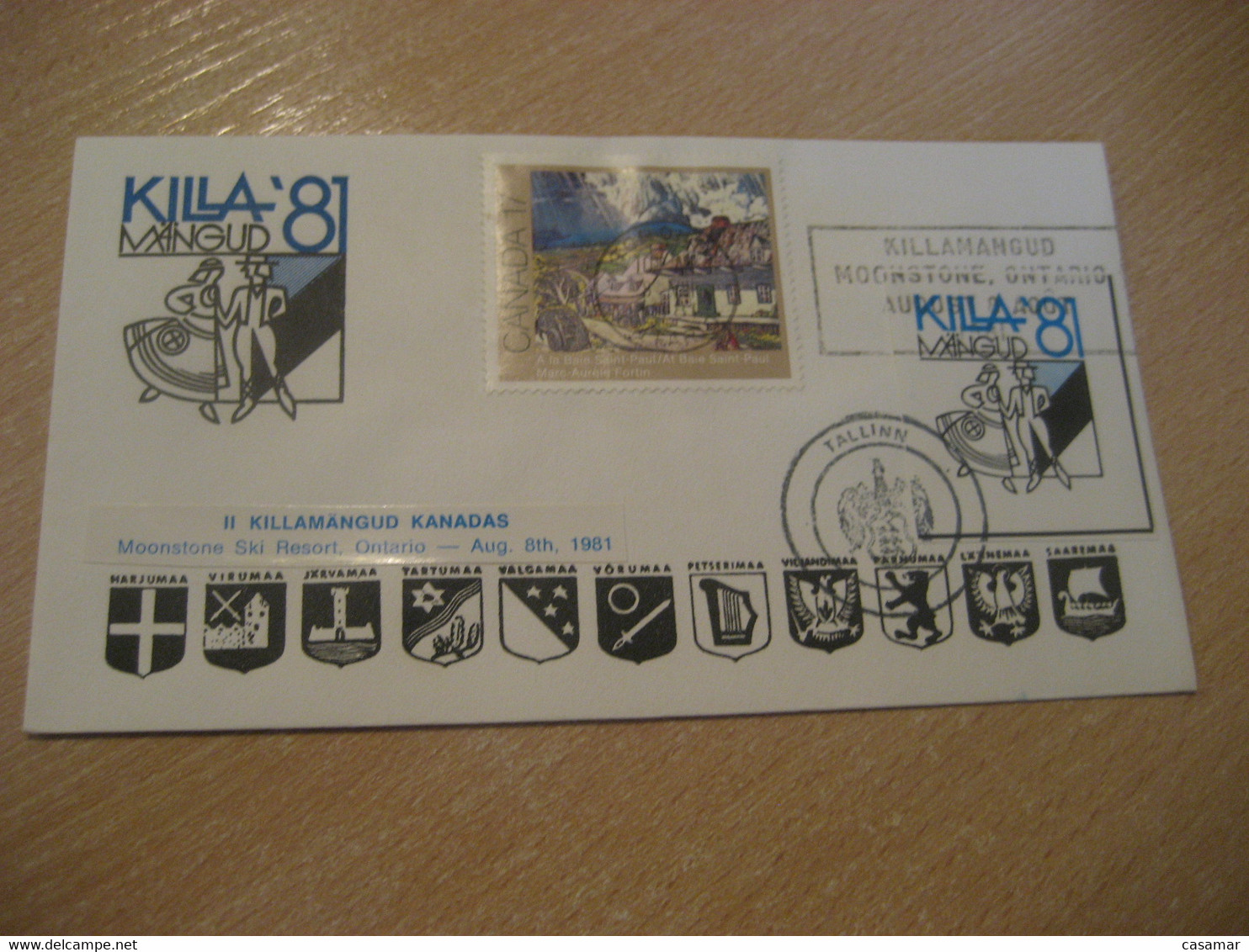 TORONTO Tallinn 1981 Killamangud Moonstone Cancel Cover + Poster Stamp Vignette CANADA Estonia Estonie Estland - Brieven En Documenten