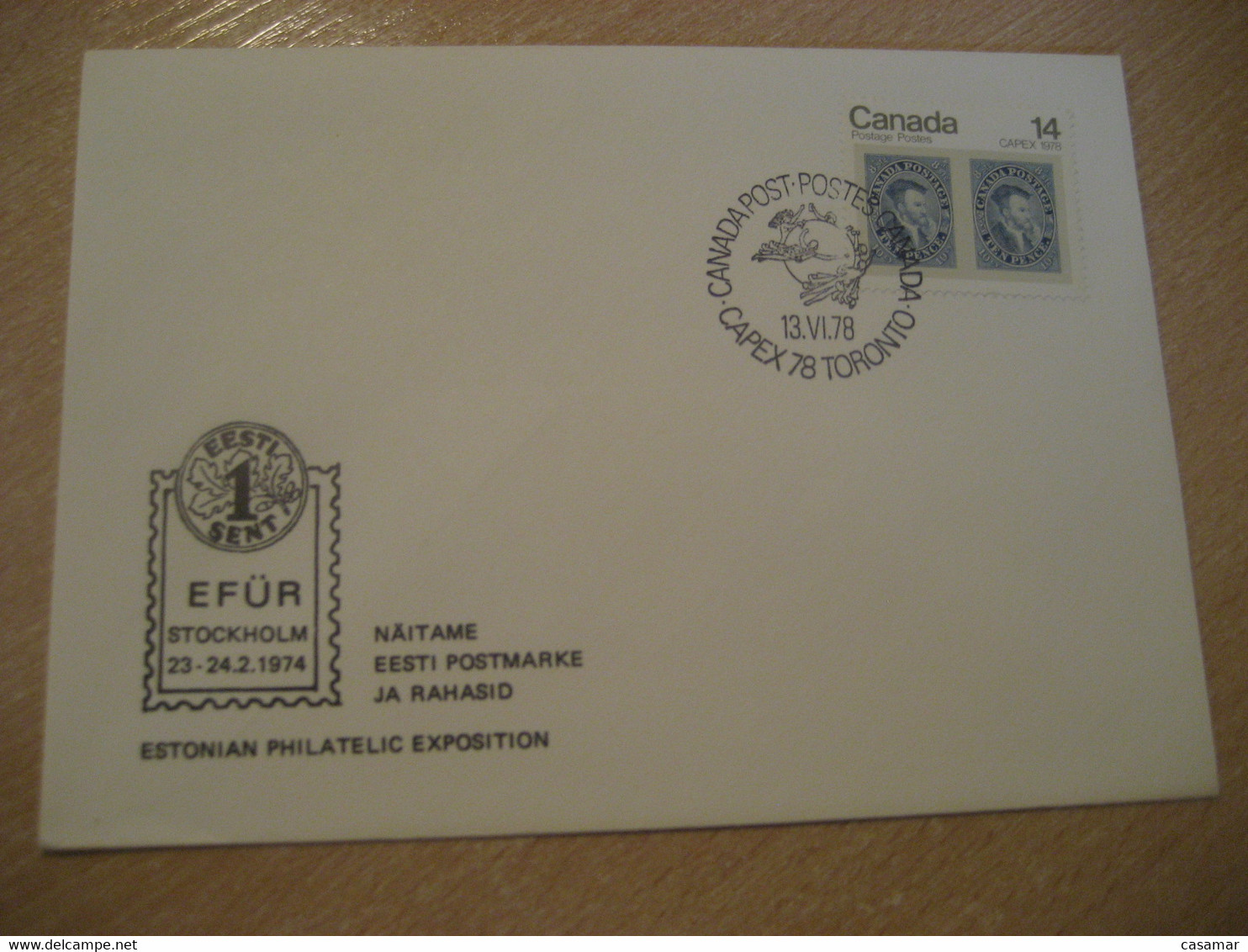 TORONTO 1978 CAPEX UPU Cancel Cover CANADA Estonia Estonie Estland - Lettres & Documents
