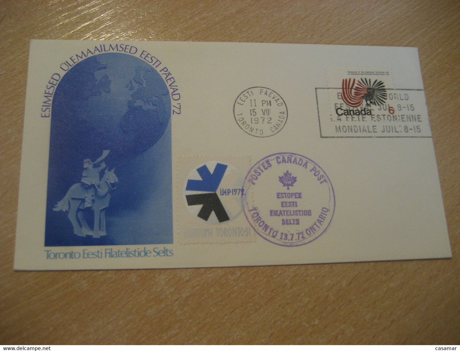 TORONTO 1972 Estonian Festival Cancel Cover + Poster Stamp Vignette CANADA Estonia Estonie Estland - Cartas & Documentos