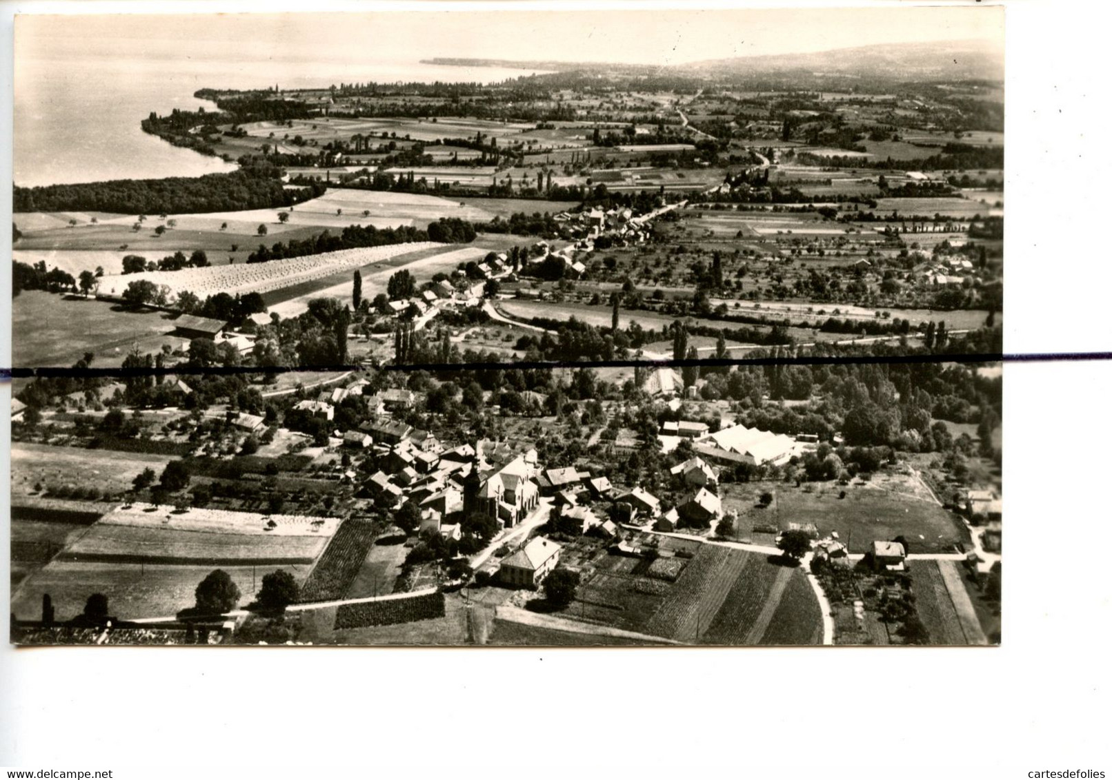 CPSM PF . D74. SCIEZ BONNATRAIT. Vue Générale Aérienne Et Le Lac Léman. J CELLARD LYON - Sciez