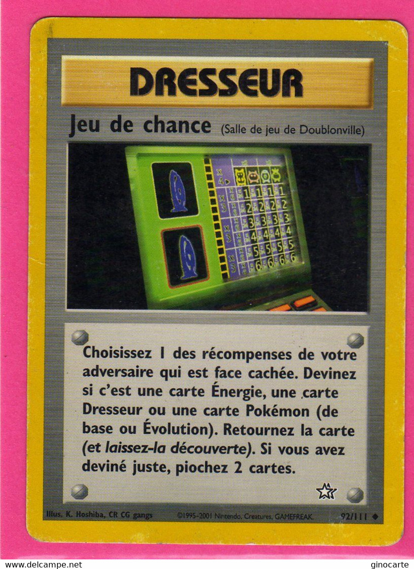 Carte Pokemon Francaise 1995 Wizards Neo Genesis 92/111 Jeu De Chance Occasion - Wizards