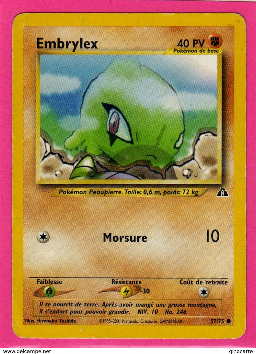 Carte Pokemon Francaise 1995 Wizards Neo Discovery 57/75 Embrylex 40pv Un Angle Plié - Wizards