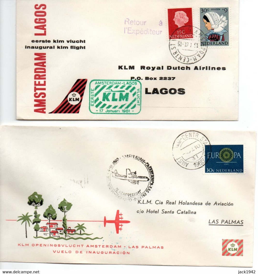 1960-1970 - 26 Envelopes By KLM First Flights All # (either Stamps Or Destinations) - Poste Aérienne