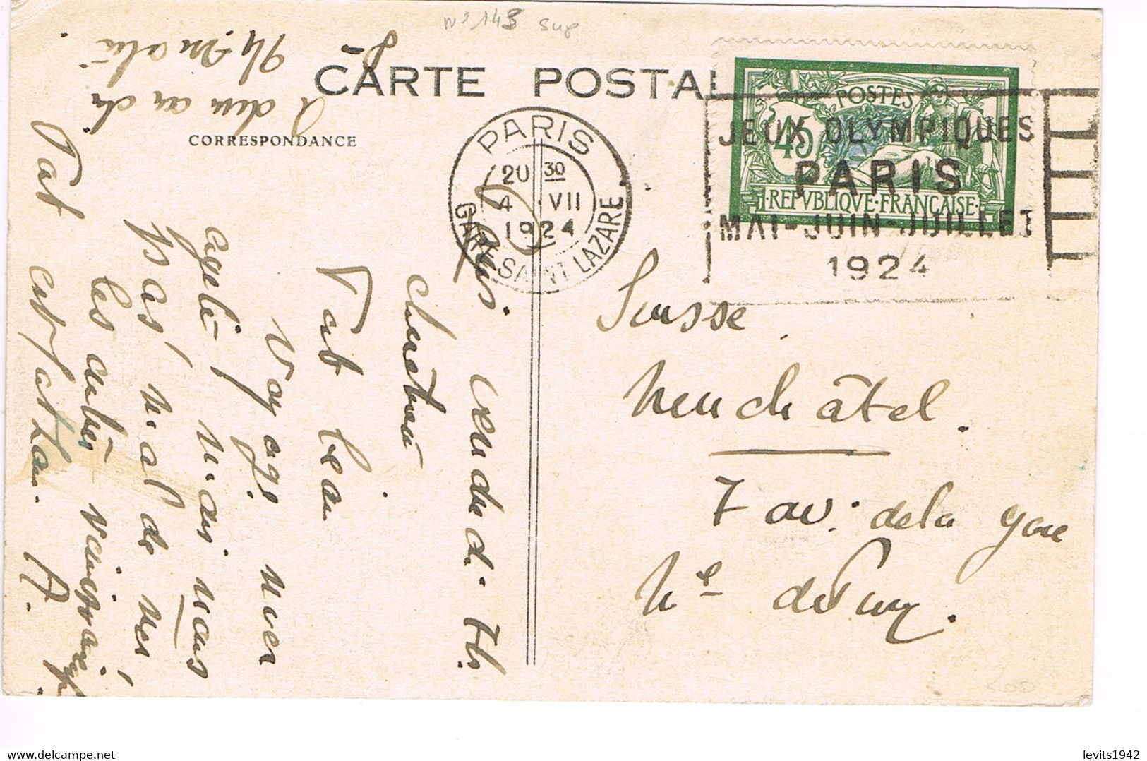 JEUX OLYMPIQUES 1924 -  MARQUE POSTALE - ESCRIME - POLO - JOUR DE COMPETITION - 04-07 - - Sommer 1924: Paris