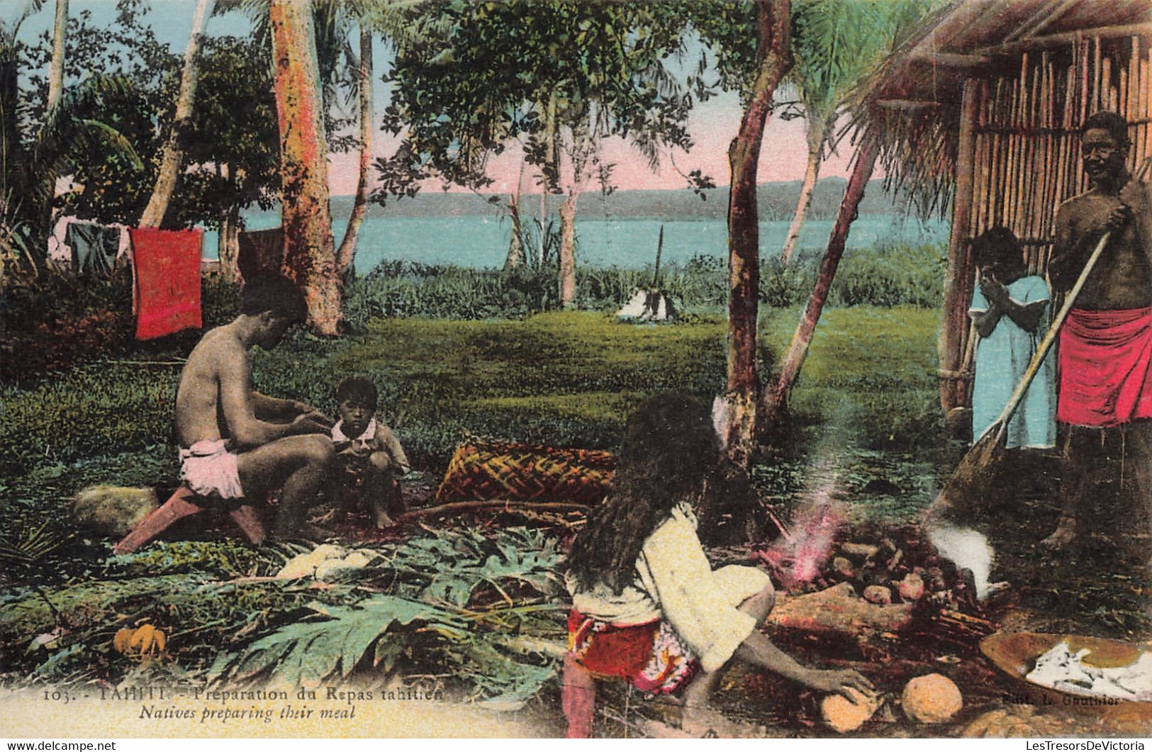 Tahiti - Préparation Du Repas Tahitien - Edit. Le Gauthier - Colorisé - Mer - Carte Postale Ancienne - Tahiti
