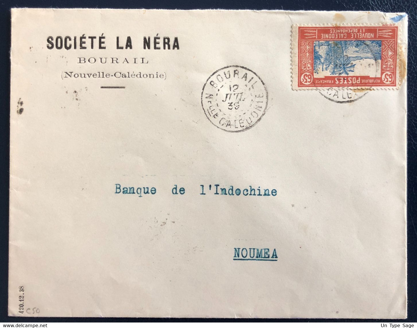 Nouvelle Calédonie Divers Sur Enveloppe TAD BOURAIL 12.7.1939- (B4609) - Covers & Documents