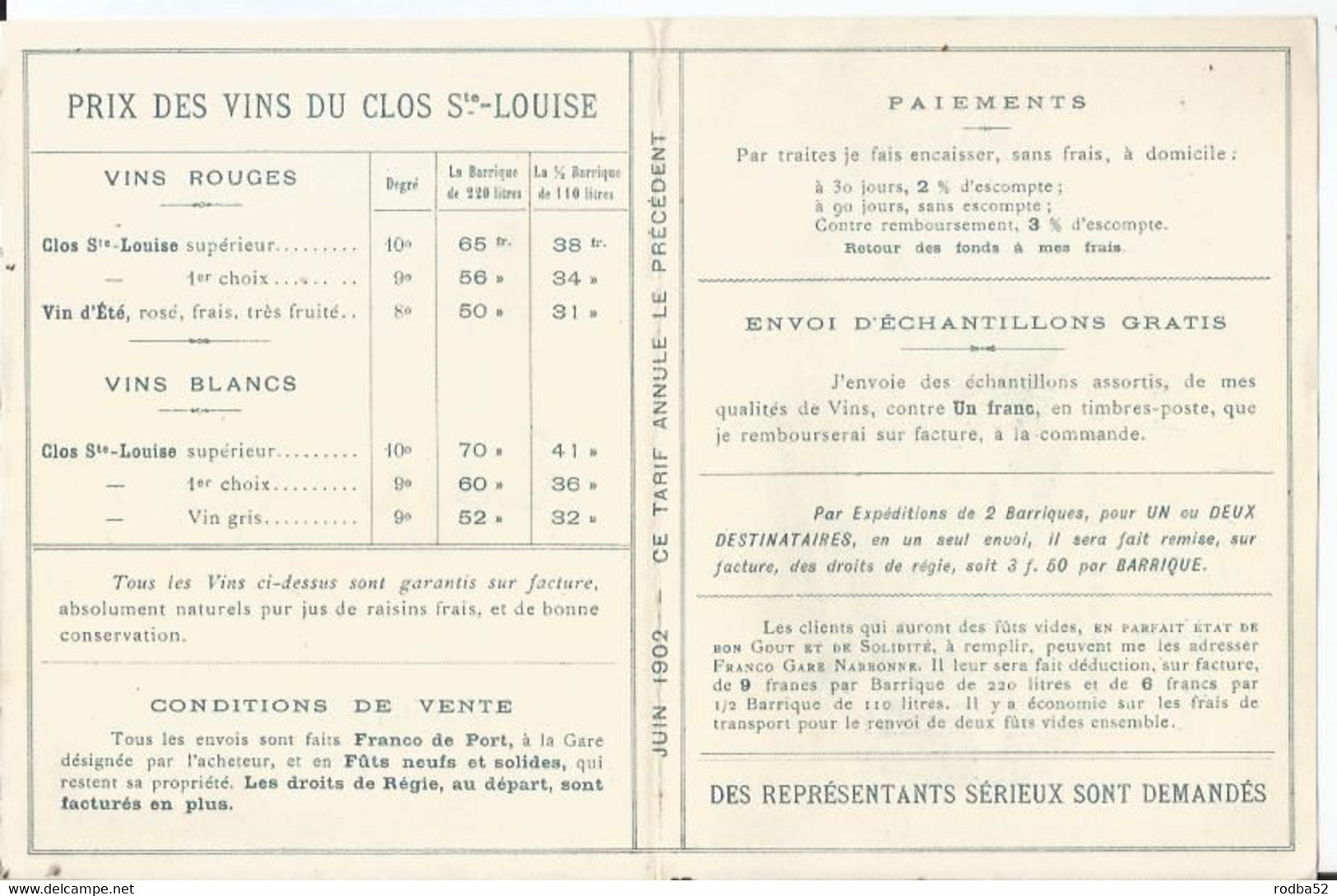 Publicité - Thème - Alcool - Vin - Clos Sainte Louise à Narbonne - E.J Carles - Pubblicitari